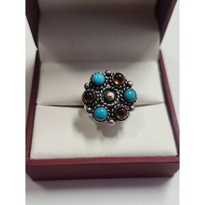 Sterling Silver Floral Cocktail Ring Size 6